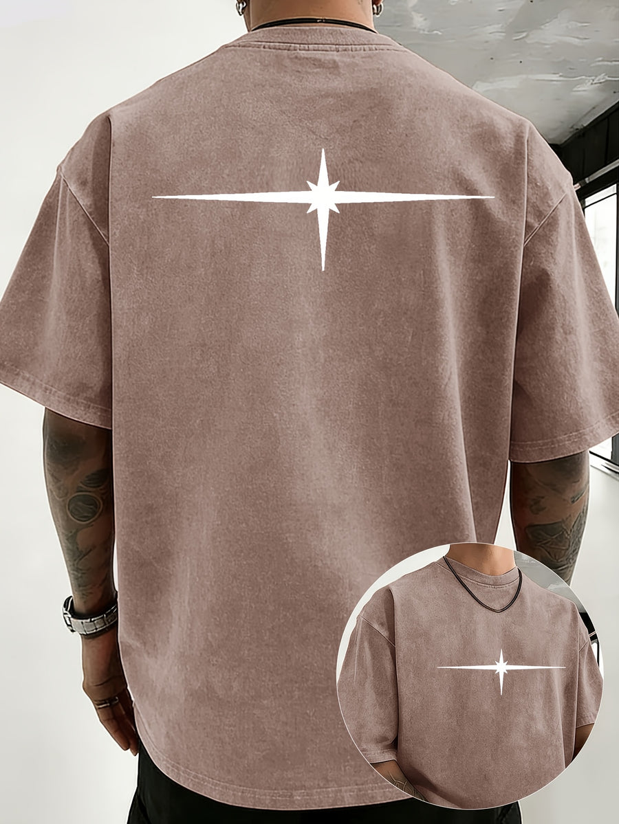 Unisex Vintage Distressed Positioning Print Pure Cotton Short-Sleeve T-Shirt, Breathable, Skin-Friendly, Comfortable, and Non-Stuffy. Suitable for Outdoor Leisure, Sports, and Daily Versatile Wear. Eye-Catching and Flattering on Everyone - Brown