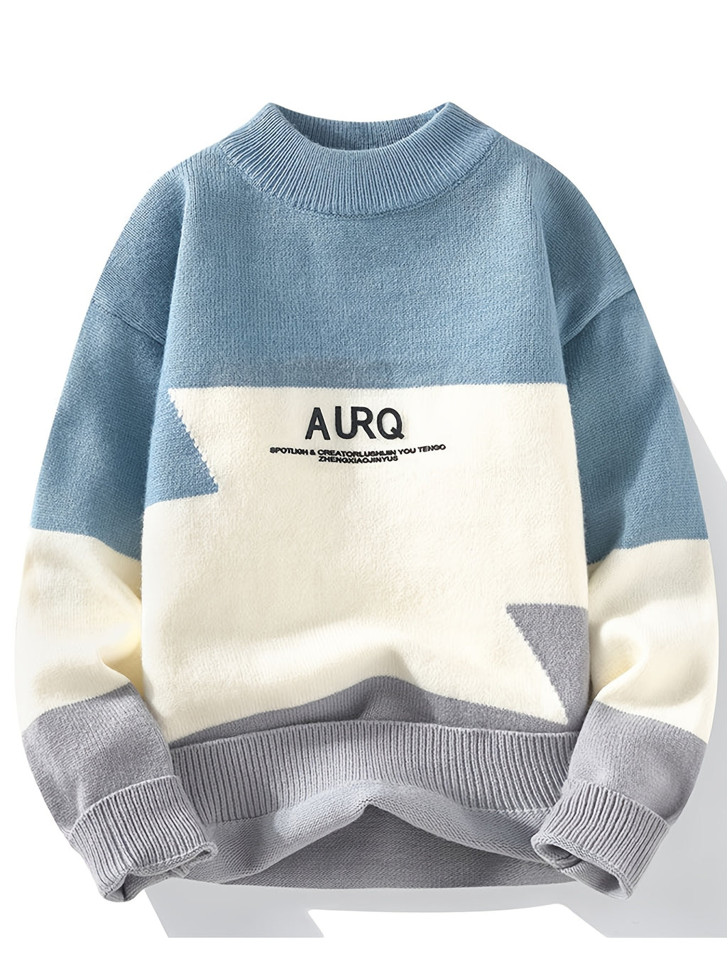 2026 Autumn/Winter New Youth Men'S Round Neck Fashionable And Casual Versatile Color Contrasting Knitted Sweater - Royal Blue
