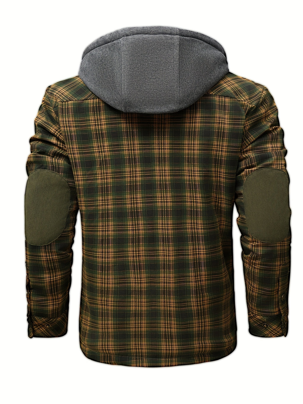 Men' S Warm Sherpa Lined Plaid Flannel Jacket Hoodie- Winter Thick Fleece Cozy Checkered Shirt Coat with Hood - Army Green