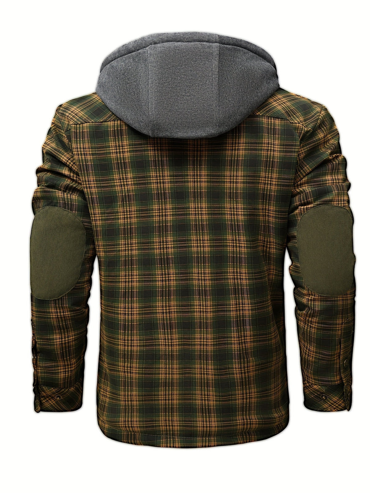 Men' S Warm Sherpa Lined Plaid Flannel Jacket Hoodie- Winter Thick Fleece Cozy Checkered Shirt Coat with Hood - Army Green