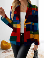 This Stylish And Elegant Women'S Blazer Is Designed Specifically for Spring And Autumn Seasons. As a Versatile Lapel Jacket, It Is Suitable for a Wide Range of Occasions, Offering a Look That Is Both Creative And Highly Fashionable - Red On Black
