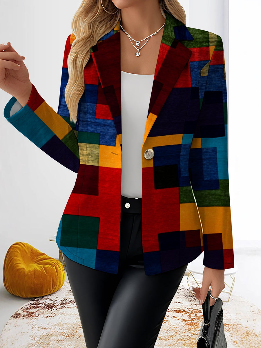 This Stylish And Elegant Women'S Blazer Is Designed Specifically for Spring And Autumn Seasons. As a Versatile Lapel Jacket, It Is Suitable for a Wide Range of Occasions, Offering a Look That Is Both Creative And Highly Fashionable - Red On Black