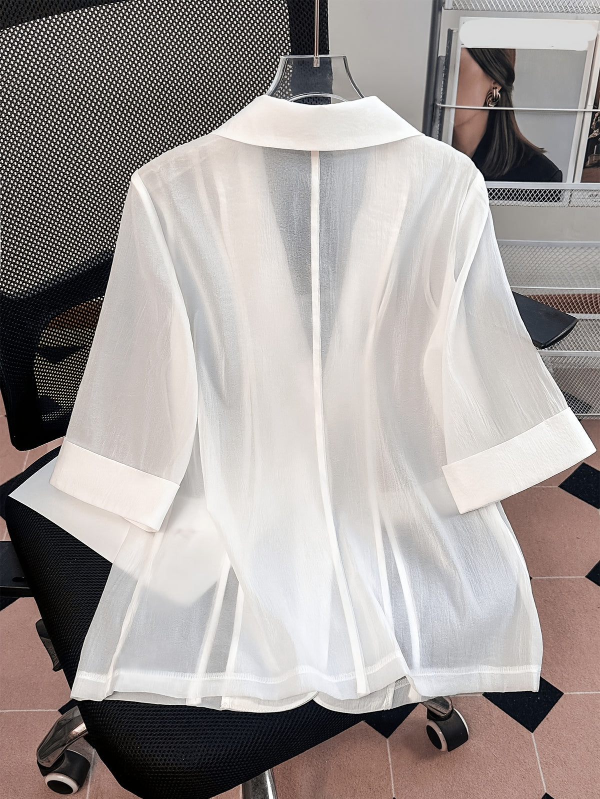 YYTT European and American Style Women's Lightweight Suit Jacket, Single Item Top, Fashionable, Versatile, Charming, Elegant, and Graceful Outfit - White