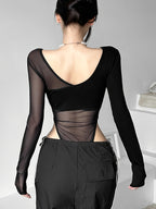 2025 European And American Style Summer New Women'S Clothing Solid Color Slim Fit Fashion V-Neck Long-Sleeved Sexy Backless Jumpsuit - Black