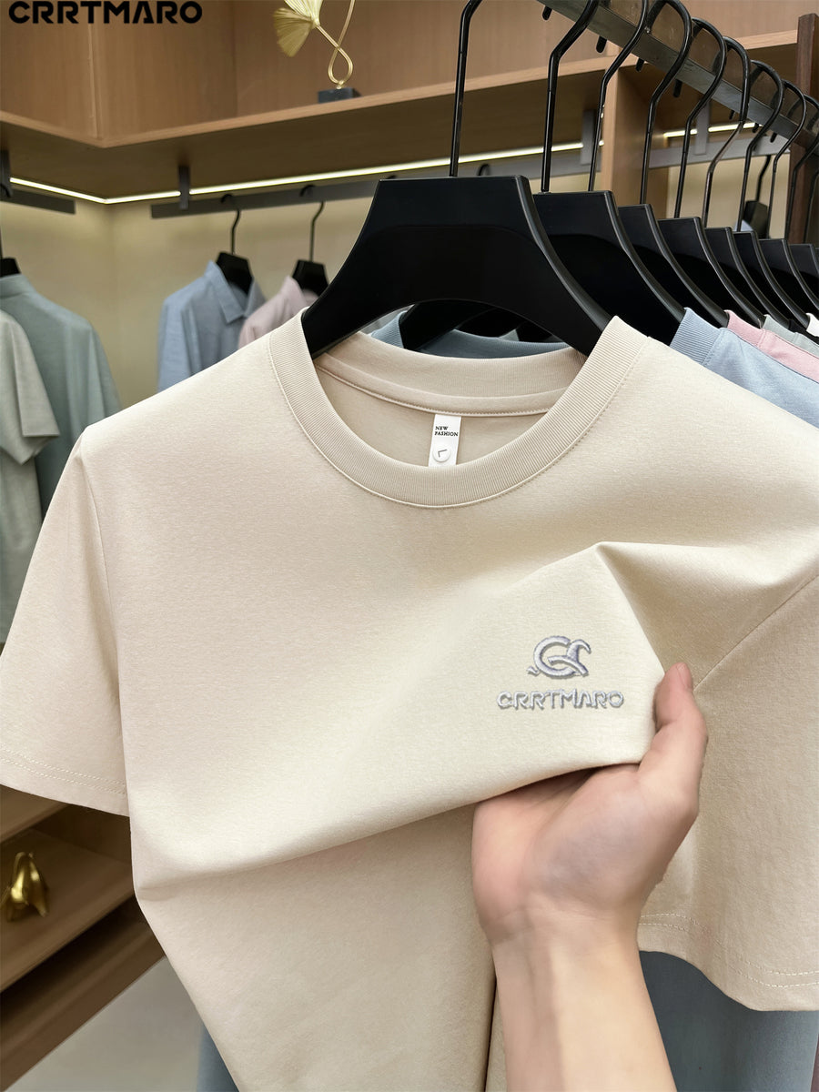 Kartmar CRRTMARO Summer New Round Neck Quick-Dry Short Sleeve T-Shirt Men'S Youth Loose Casual Short Sleeve Top Men'S Clothing SP - Apricot
