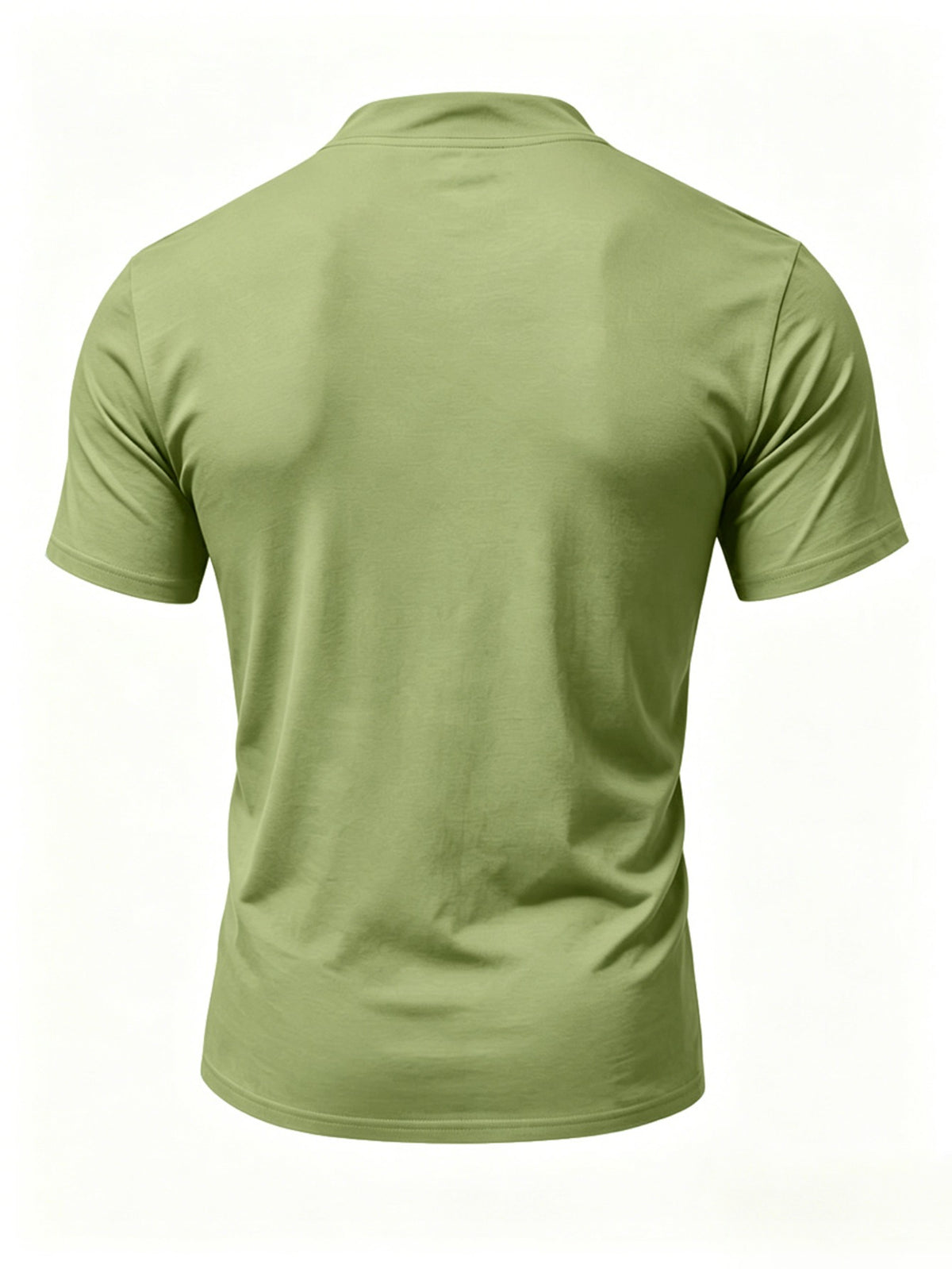Men'S Summer New Style Henley Collar Tie-Front Short Sleeve T-Shirt, Individual And Fun Print Design with Texture, High-Elastic Regular Fit Made of Breathable And Skin-Friendly Fabric, Suitable for Daily Outings, Fishing, Outdoor Cycling, Running - fern green