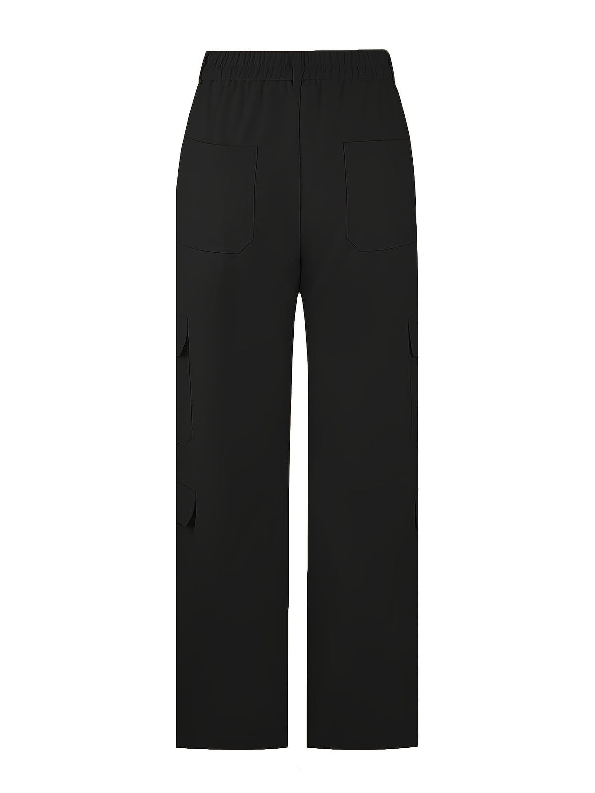 Street Commuter Distressed Multi-Pocket Cargo Pants for Outing, Home, and Casual Wear - Black