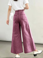 Stylish New Women's Fashion Elegant Straight-Leg Wide-Leg Pants Mid-High Stretch Colorful Cropped Jeans for Women 618609 - Purple