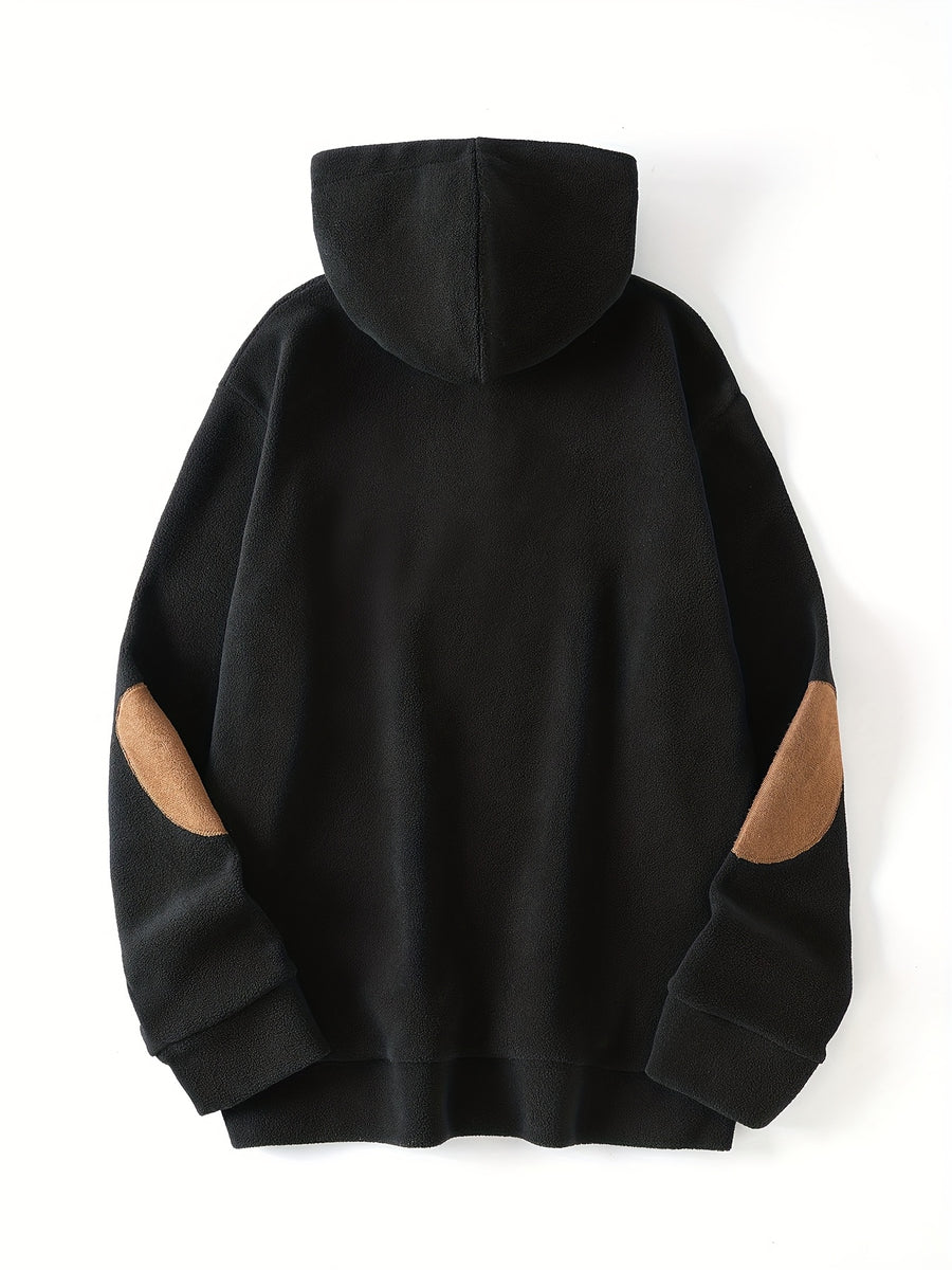 New Men's Autumn/Winter Casual Fashion Hooded Sweatshirt, Heavyweight Thickened Hooded Sporty Trendy Sweatshirt Jacket, for Daily Outings, Holiday Gifts, Great for Gifting to Family and Friends - Black