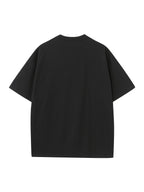 FP032 Summer Style 230g Heavyweight Premium Pure Men's Knitted Short-Sleeve Top, Comfortable and Breathable Summer Style with Foam Print, Fashionable and Trendy, Men's Casual Solid Color Crew Neck Short-Sleeve Base Layer, Drop Shoulder Loose Fit - Black