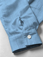 Men'S New Fashion Trendy Long Sleeve Small Lapel Shirt, Fishing ECG Print, Breathable Comfortable Fabric Button-Up Top - Light Blue