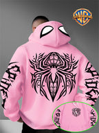 Warner Authorized Unisex Autumn Winter Hooded Sweatshirt, Suitable for Dark Gothic Enthusiasts, Street Fashion Players, Campus Daily Outings, Casual Shopping, Couple And Best Friend Trendy Wear - Pink Color
