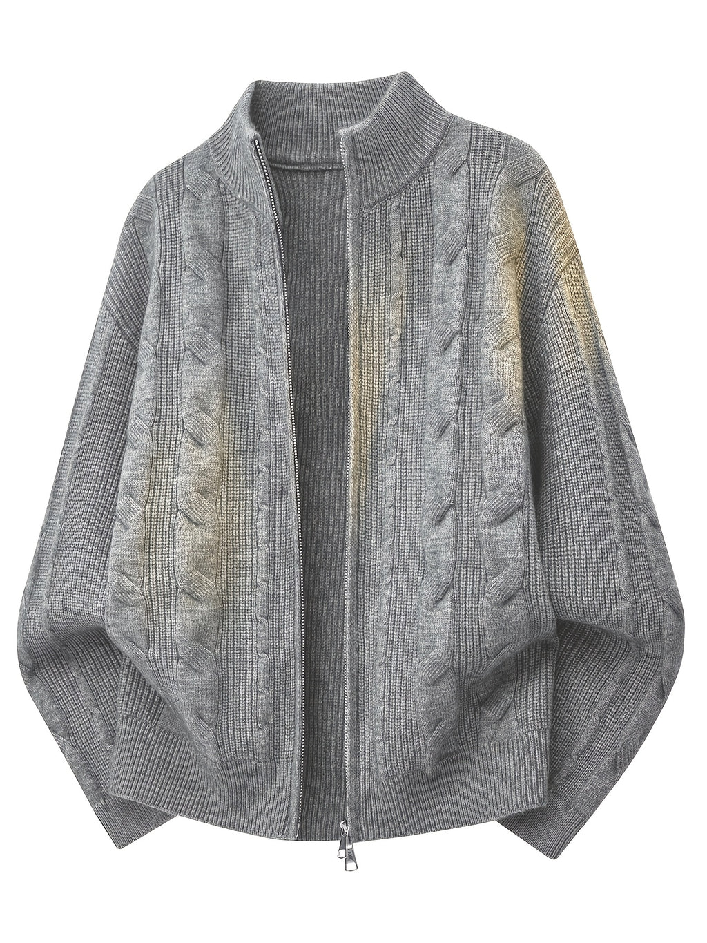 Men'S Light Luxury Old Money Style Casual Stand-Collar Sweater with Zipper, Fall/Winter Versatile Jacket - Grey