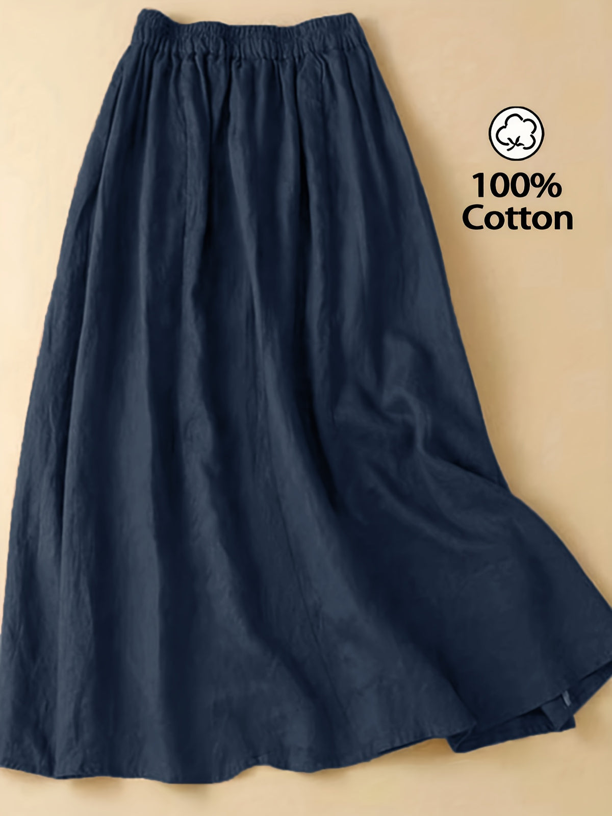 Women'S Solid Color Elegant Style Tie Skirt, Women'S Artistic Style Mid-Length Elastic Waist Skirt, Women'S Casual Solid Color Pure Comfortable Skirt with Invisible Pockets, Suitable for Daily Leisure, Commuting, Beach Vacation Wear - Royal Blue
