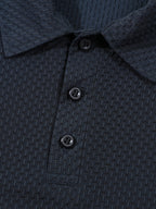 Summer Shirt, Breathable Daily Wear Quick- Fabric Business Casual Short Sleeve with Collar and Button Details, Comfortable and Breathable Micro-Texture Shirt for Casual Attire - Navy Color
