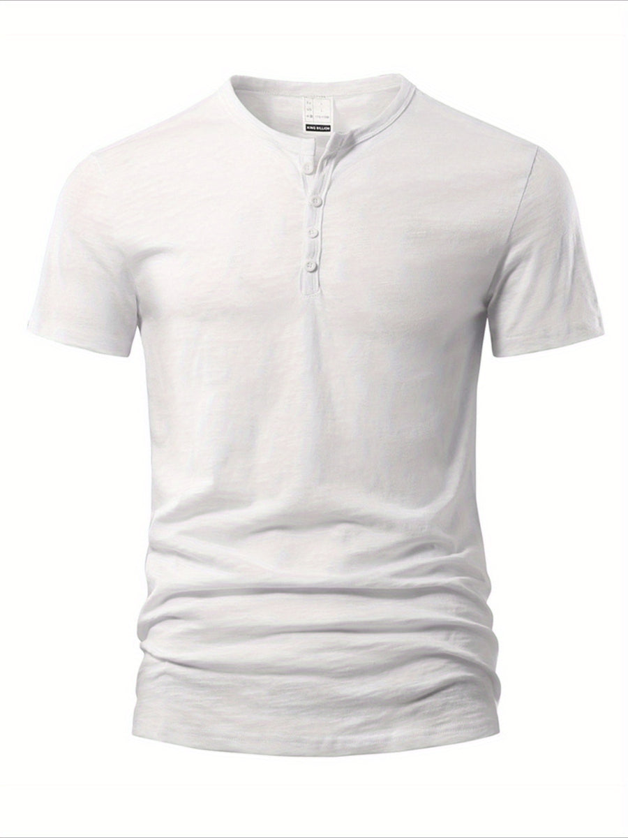 Men'S Summer Fashion T-Shirt Solid Casual Men'S Beach Vacation T-Shirt - White