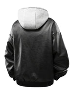 Men's Autumn/Winter 2-in-1 Look Hooded Baseball Jacket - Black