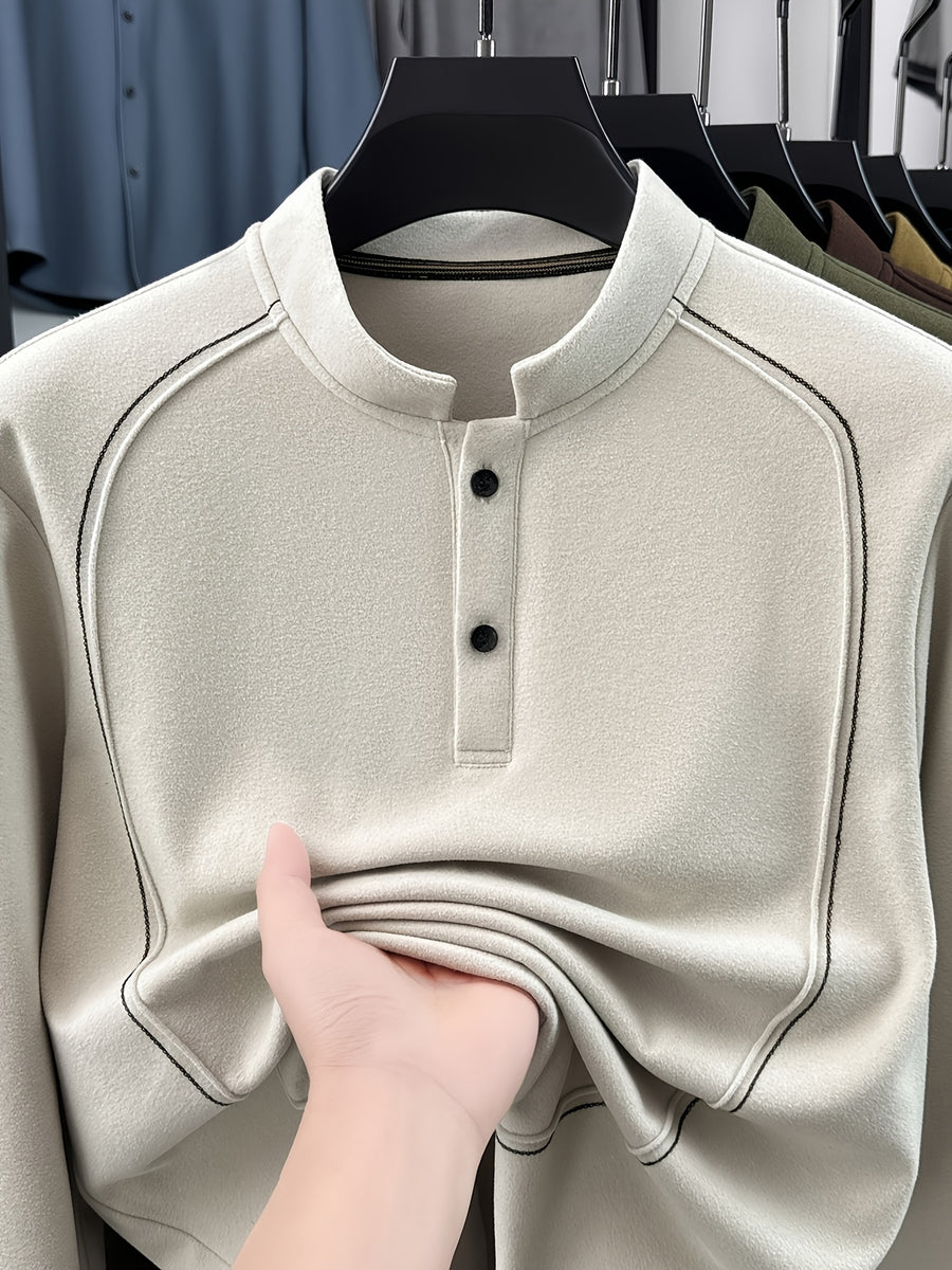 Father's Day Gift for Men 2026 Spring New Arrival Three-Layer Sweatshirt, Heavy-Duty Stitching with Double-Sided Cationic, Essential Business Commute Wear - Beige gray