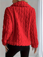 Double-Sided Lapel Button Elegant Top Coat - Red
