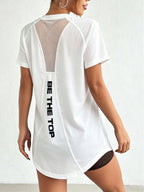Women's Summer Mesh Breathable Short-Sleeve Quick-Dry Loose-Fit Sports T-Shirt for Fitness, Outdoor Running, and Yoga - White