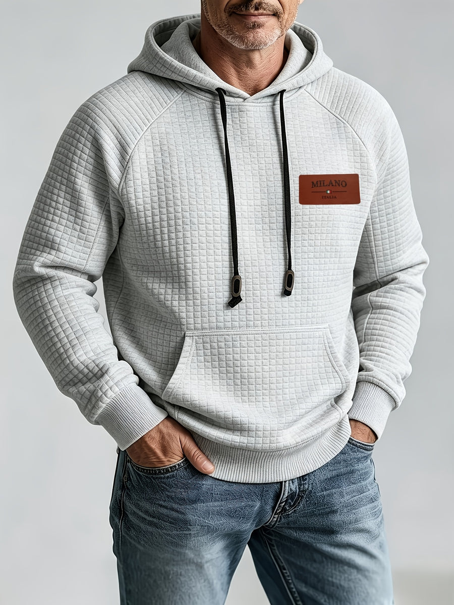 Maqiqi OBM Men's New Autumn/Winter Solid Color Warm and Comfortable Hooded Sweatshirt, Stylish and Versatile for Daily Casual, Work, Commuting, and Outdoor Activities - Light Grey