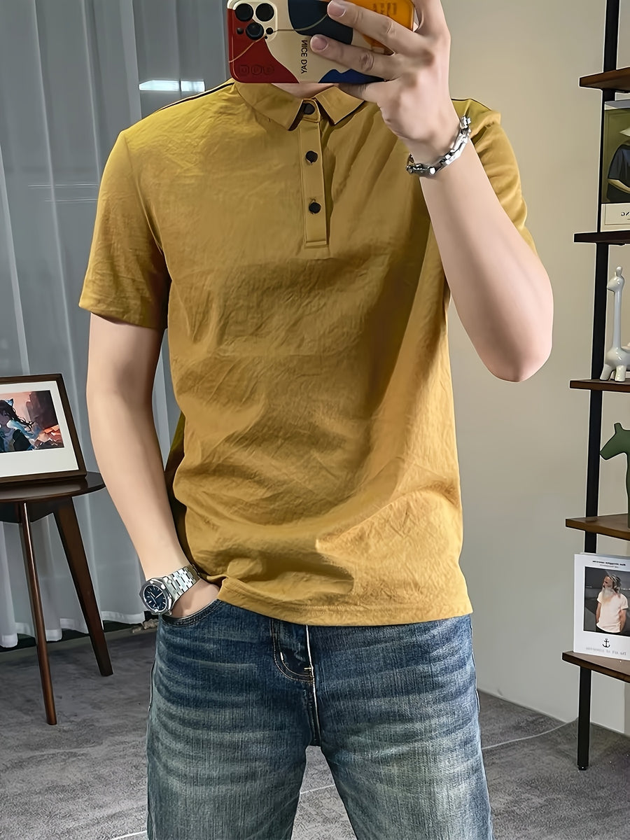 Men'S Breathable Lightweight Nylon Polo Shirt - Durable Summer Casual Business Top - orange yellow