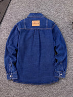 9011# Men's Loose Fit Non-Stretch Denim Shirt - Classic Collar Long Sleeve with Chest Pockets, Machine Washable Casual & Party Wear for Spring/Fall, Plus Size Available, Spring Fall Attire, Stylish Chest Pocketing, Durable Fabric, Nonstretch Material - Blue