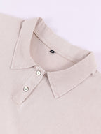 New American Hip-Hop Punk Style Washed Black Short Sleeve Lapel Loose Polo T-Shirt for Men And Women - Retro Distressed Design, Lightweight And Breathable Fabric, Streetwear Trendy Loose Polo Top, Suitable for Casual Wear And Outdoor Activities - Apricot