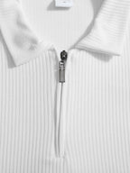 Men'S Autumn Season Long Sleeve Lapel Shirt Outdoor Casual Sports Print Half-Zip POLO Shirt - White
