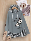 Women's Elegant Leaf & Floral Print Hooded Sweatshirt - Soft Polyester Long Sleeve Pullover with Drawstring Hood, Machine Washable Casual Top for Spring/Fall, Sweater Hoodie, Spring Fall Apparel, Comfortable Fashion - Grey