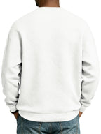 Men'S Fall Winter Crew Neck Sweatshirt 3D Textured Long Sleeve Pullover Loose Fit Casual Sports Commute Daily Home Outer Top Plus Size - White