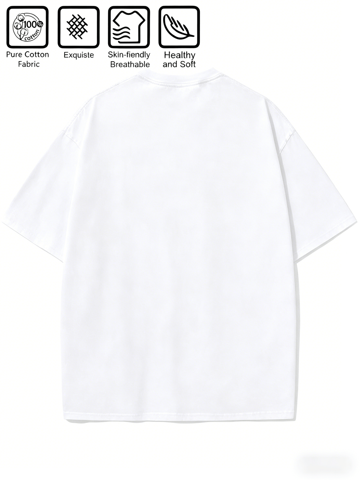 Cartoon Pattern Print T-Shirt, Round Neck Design, Pure Short Sleeve Street Casual Wear. Easy And Comfortable, Versatile Summer Short Sleeve T-Shirt, Suitable for Men'S Outdoor Activities, Gym Studio, Office Daily Wear - White