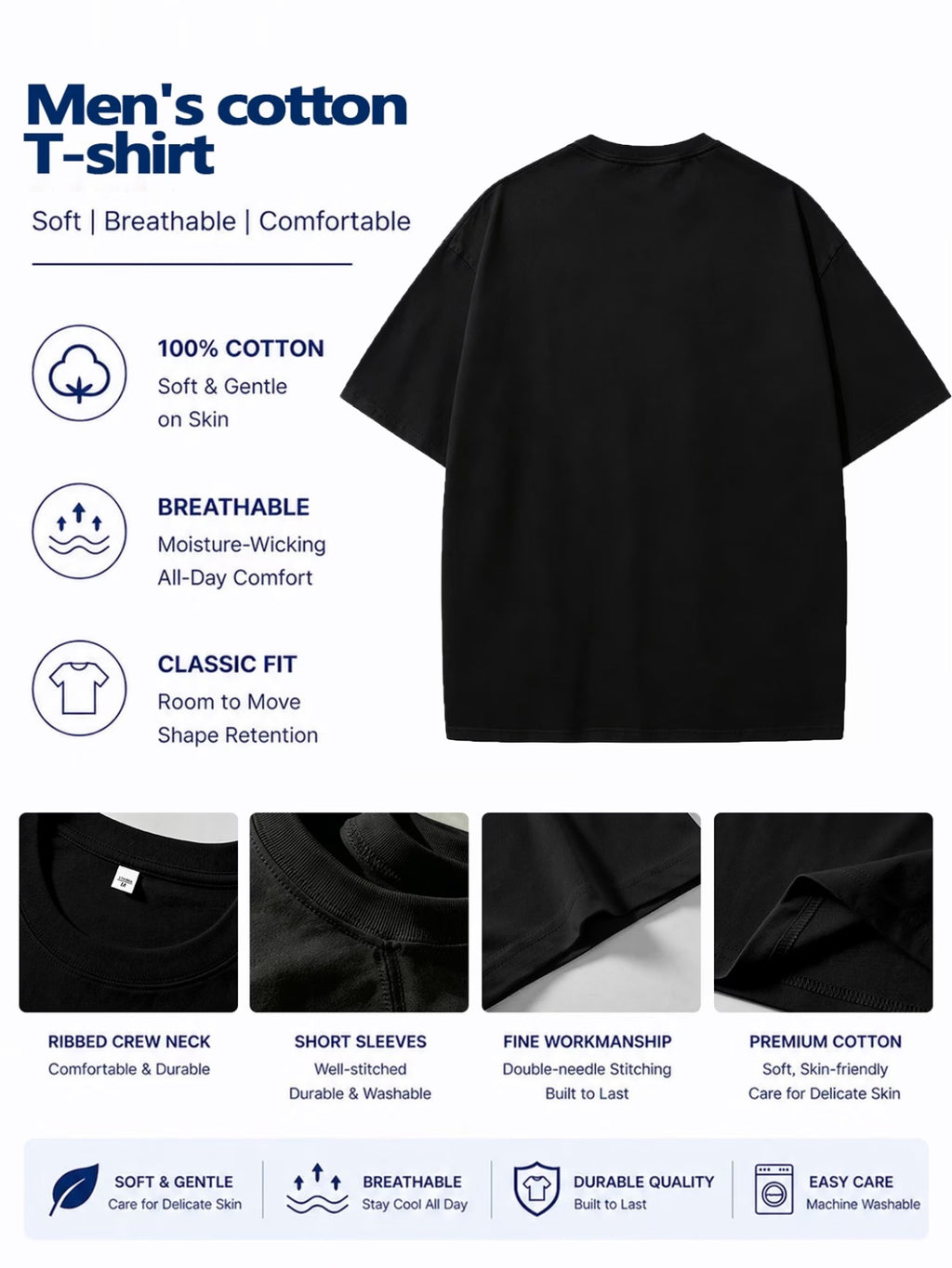 Warner Authorized License] Unisex Summer Loose Round Neck Short Sleeve T-Shirt, Suitable for Daily Commute Street Outings City Travel And Friend Gatherings Fitness Wear - Black