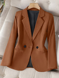 Women's Commuter Fashion Waist-Cinching Blazer, Slim-Fit Flattering Design, Professional and Capable Workplace Attire, Casual and Formal Wear - Brown