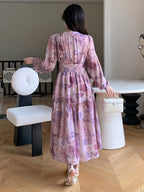 Women's Dress, Fashionable Elegant Solid Color Dress, Temperament Slim Fit Evening Gown - Dark Violet