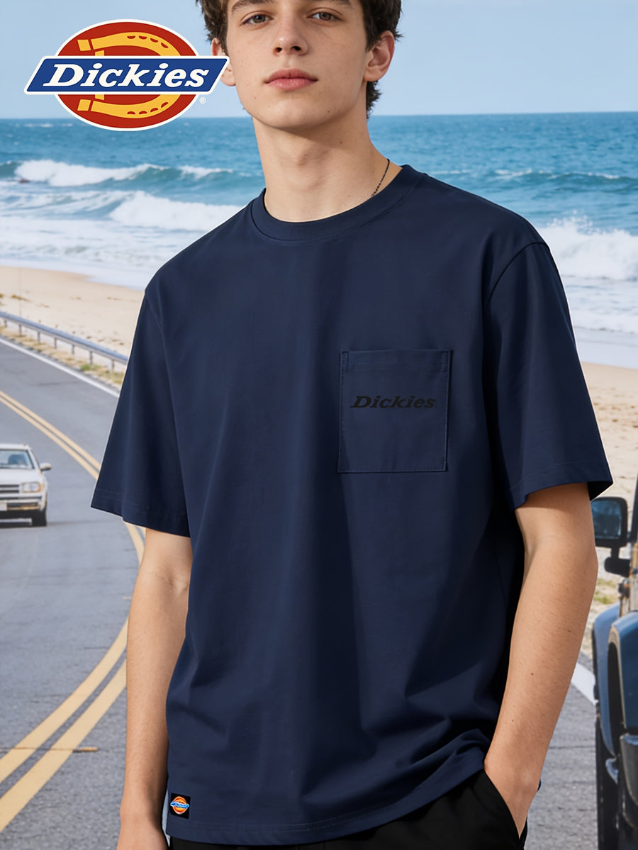 Lisheng Yue Selection DICKIES International Brand Men's Short-Sleeve T-Shirt, Summer 2026 New Style, Cooling Lenzing Bamboo Rayon, Premium Feel, Pocket, Regular Shoulder, Half-Sleeve, Men's Lenzing Bamboo Rayon Pocket Short T-Shirt - Navy Color