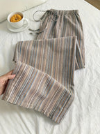 Women's Striped Tie-Waist Comfortable Casual Wide Leg Pants - Mixed colors