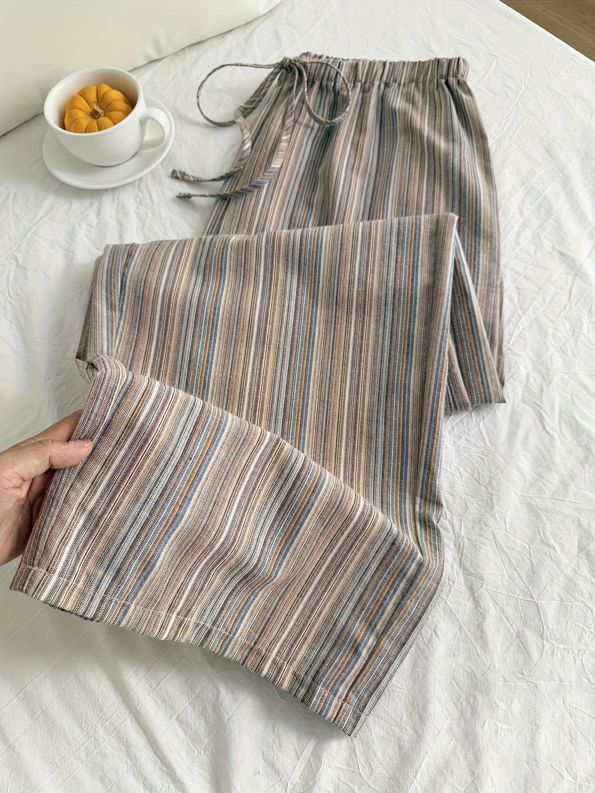 Women's Striped Tie-Waist Comfortable Casual Wide Leg Pants - Mixed colors