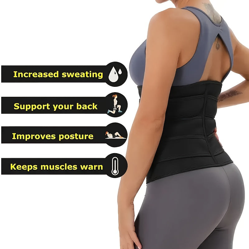 Women's Black Waist Trainer, Abdominal Shaper and Sweat-Absorbing Belt, Adjustable Waist Cincher, Lumbar Support, Sweat-Absorbing Tummy Control Belt