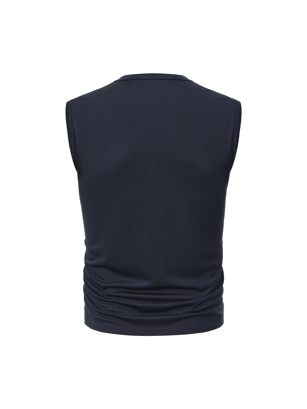 Men's Sleeveless Polo Shirt, Sporty Minimalist Pocket Top - Navy Color