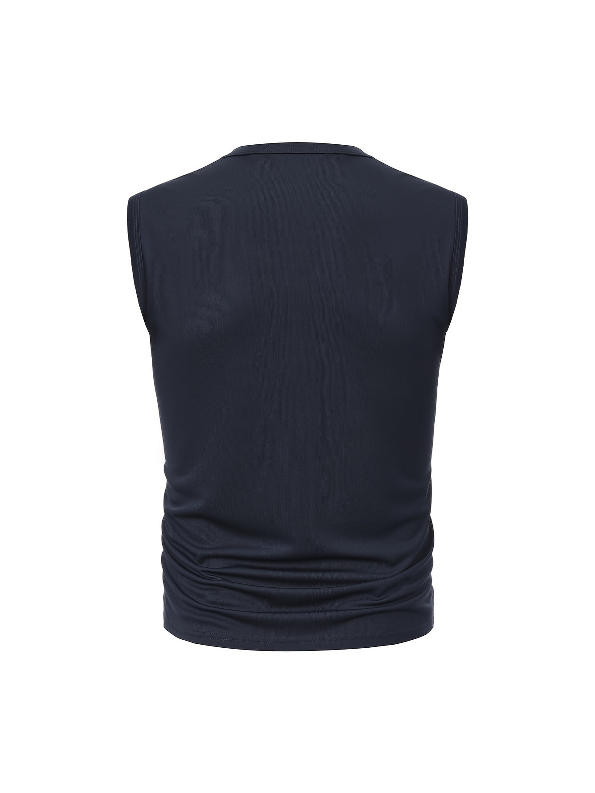 Men's Sleeveless Polo Shirt, Sporty Minimalist Pocket Top - Navy Color