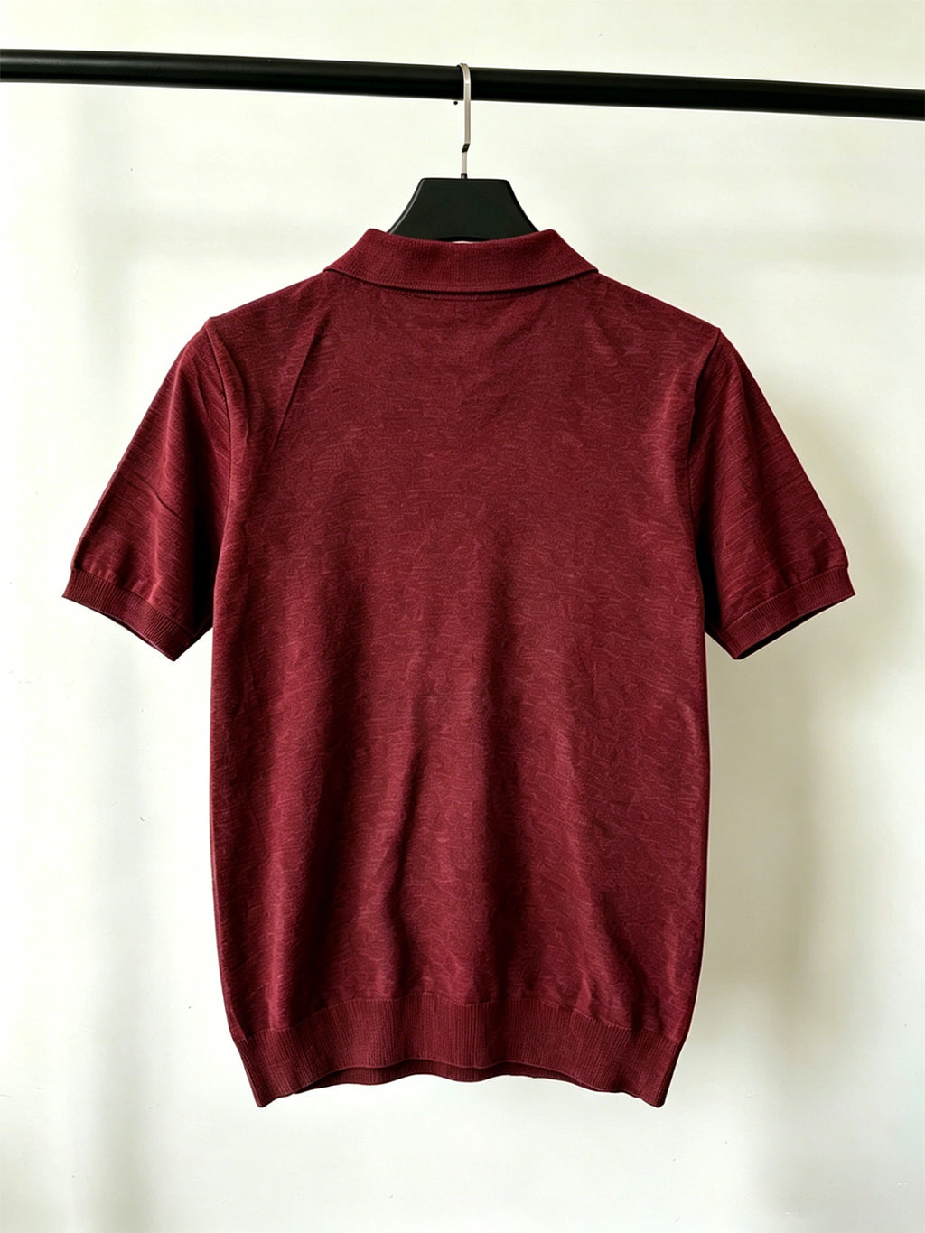 Men's Summer Lightweight Knit Short-Sleeve Polo Shirt, Half-Button Open Front, Outdoor Breathable Casual Knit Top - Burgundy
