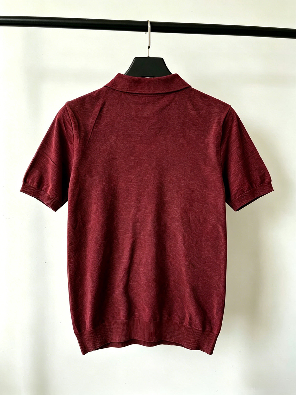 Men's Summer Lightweight Knit Short-Sleeve Polo Shirt, Half-Button Open Front, Outdoor Breathable Casual Knit Top - Burgundy