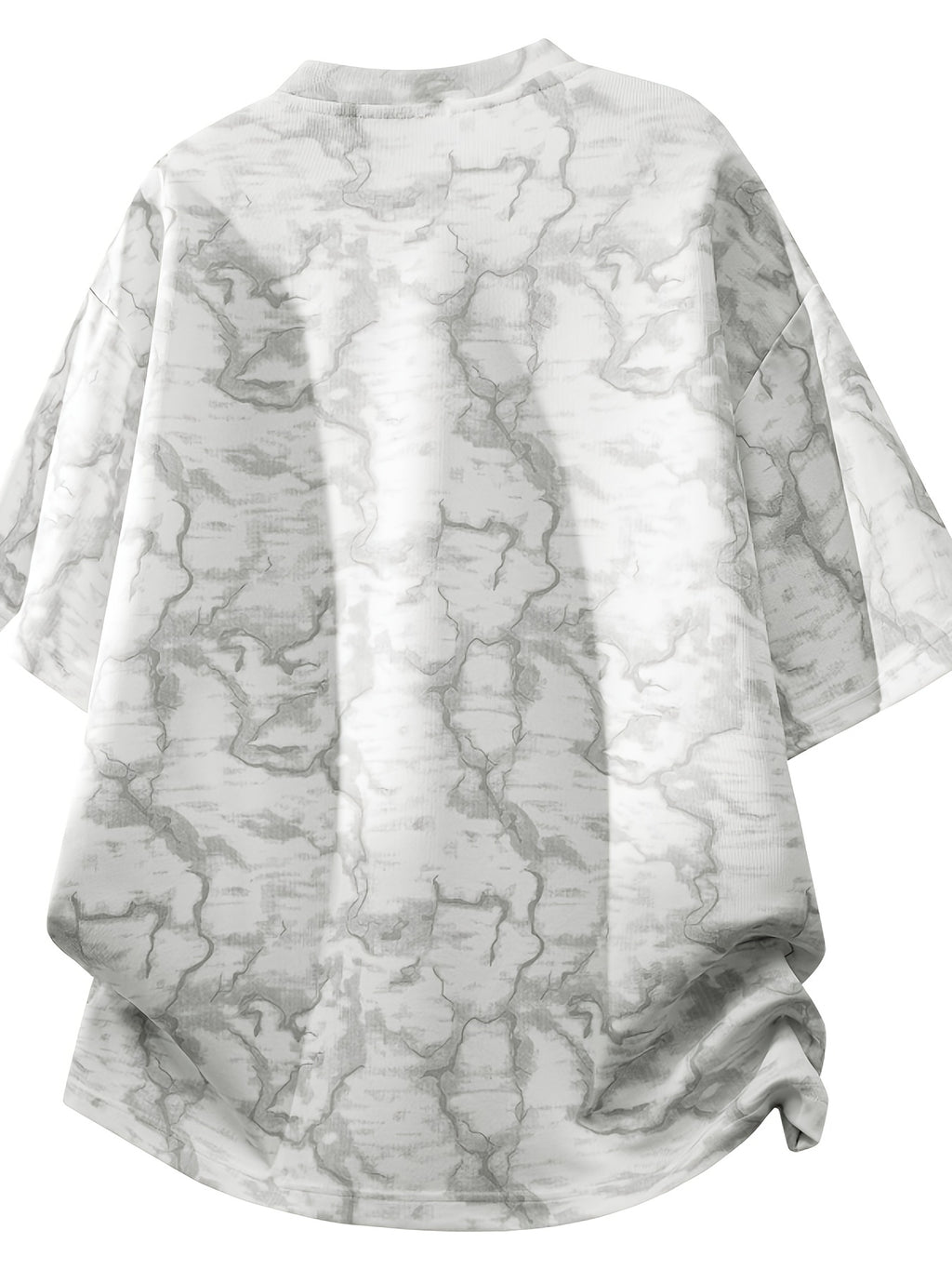 2pcs Summer New Short-Sleeved T-Shirt Men'S Round Neck Loose Ice Fiber Fabric T-Shirt Tie-Dye Gradient Pullover - White Flower Gray Black