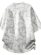 2pcs Summer New Short-Sleeved T-Shirt Men'S Round Neck Loose Ice Fiber Fabric T-Shirt Tie-Dye Gradient Pullover - White Flower Gray Black
