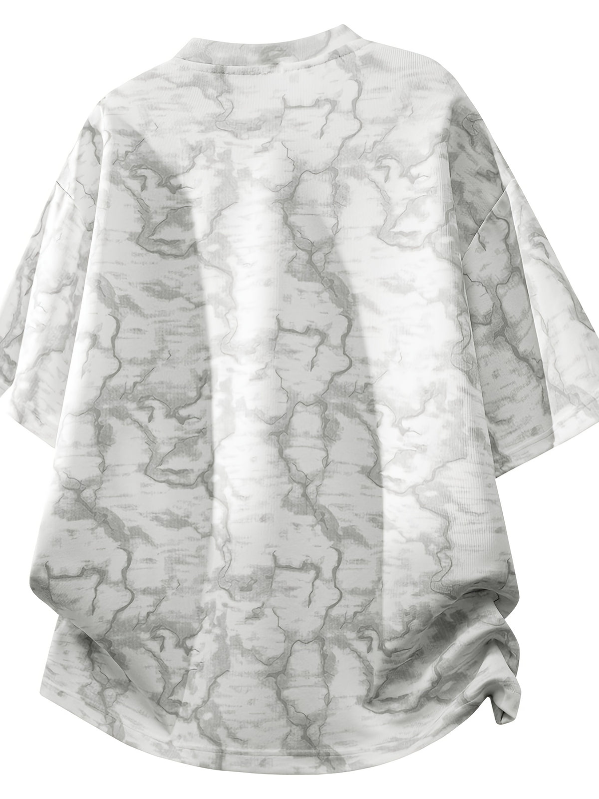 2pcs Summer New Short-Sleeved T-Shirt Men'S Round Neck Loose Ice Fiber Fabric T-Shirt Tie-Dye Gradient Pullover - White Flower Gray Black
