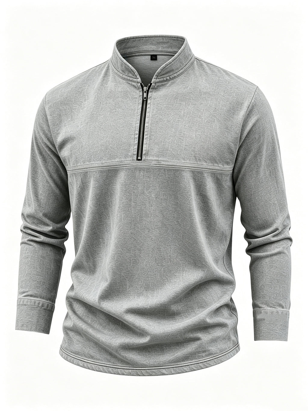 Men's Linen Long Sleeve Henley Shirt Stand Collar Loose Polo Shirt Men's Linen Zipper Casual Shirt - Grey