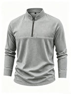 Men's Linen Long Sleeve Henley Shirt Stand Collar Loose Polo Shirt Men's Linen Zipper Casual Shirt - Grey