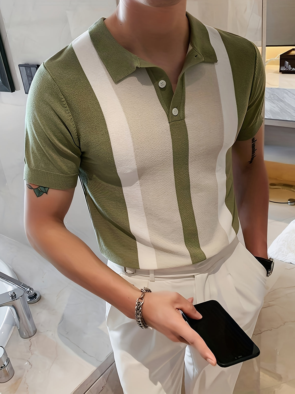 Men'S Color-Block Short Sleeve Polo Shirt, Soft Comfortable Breathable Outdoor Sports Or Home Casual Perfect Gift for Family - Mixed Color 3