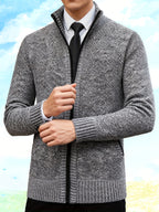 Autumn and Winter Casual Sweater Cardigan Jacket for Men, Thick Zipper Jacket with a Slightly Loose Three-dimensional Cut, Hiding Flesh and Slimming Without Dragging, Easily Creating a Fashionable Business Image (only Includes 1 Jacket) - Light Grey